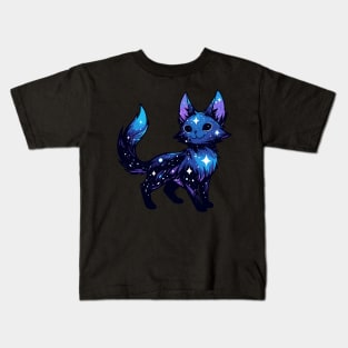 Kawaii Cosmic Cat in Stars Kids T-Shirt